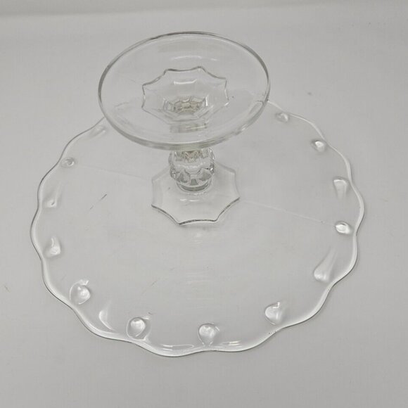 Vintage Indiana Glass Pedestal Footed Cake Plate Stand Teardrop Centerpiece 11" - Picture 5 of 5